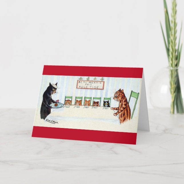 Julmåltid, Louis Wain Helgkort (Framsida)