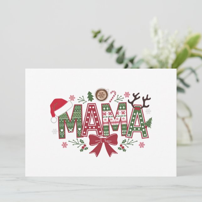 Julmamma Coquette Bow Mama Claus Träd Kaka  Julkort (Stående Fram)