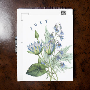 Julmånad Flowers Larkspur och Vatten Lily   Vykort