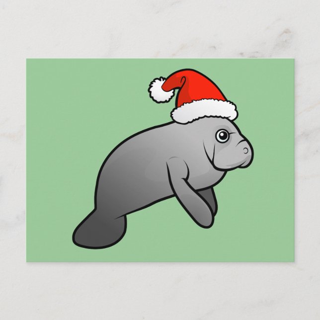JulManatee Santa Helg Vykort (Framsida)