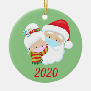 Julmånen i Ansikte, Mask Santa och Claus Julgransprydnad Keramik