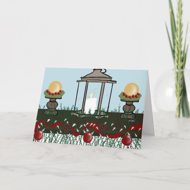 Julmantel med ljus, Pinecones, prydnadsföremål Kort (Framsida)