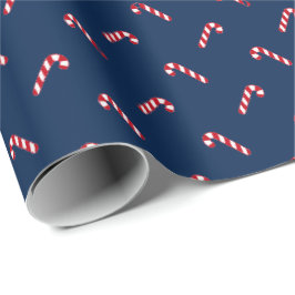 Julmarblå röd, söt candy cane mönster presentpapper