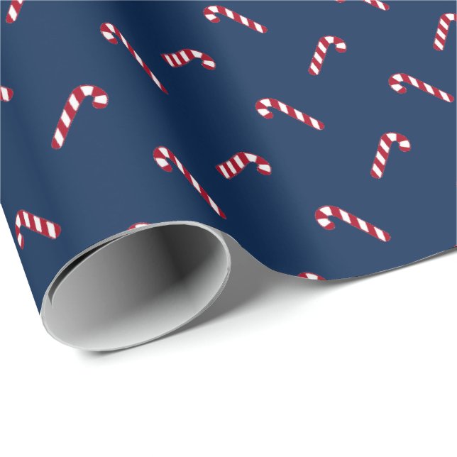 Julmarblå röd, söt candy cane mönster presentpapper (Rullad Hörn)