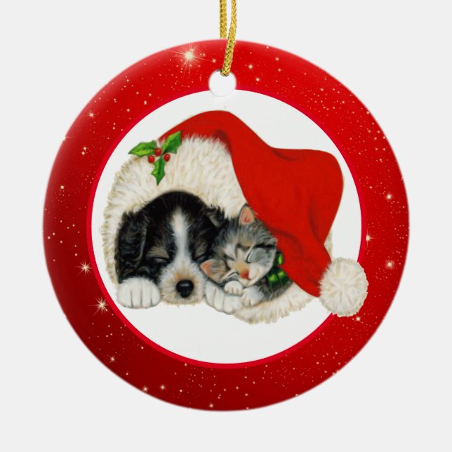 Julmarien och Kitten Julgransprydnad Keramik (Framsidan)