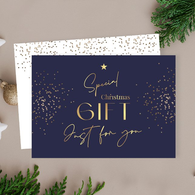 Julmarinblått Guld Glitter-intyg (Navy & gold holiday gift voucher, perfect to use a Christmas gift voucher for clients or loved ones)