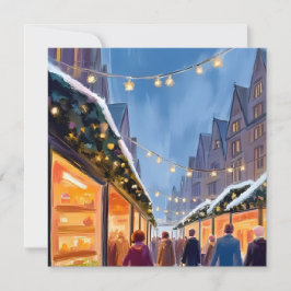 Julmarknad God Jul Handmålad Kort