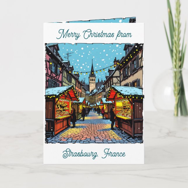 Julmarknad i Strasbourg, Frankrike Dikt Kort (Framsida)