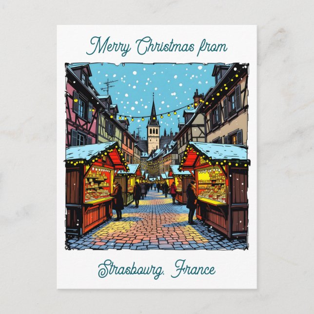 Julmarknad i Strasbourg, Frankrike  Vykort (Framsida)