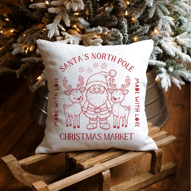 Julmarknad med Tomte & Renar - Tillverkad med Kärl Kudde (Skapare uppladdad)