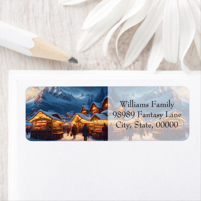 Julmarknaden i bergen - anpassningsbar returadress etikett (Insitu)