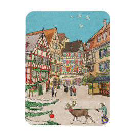 Julmarknaden Strasbourg Frankrike Retro-inspirerad Magnet
