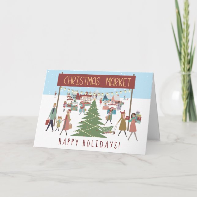 Julmarknaden Teckning Helgkort (Framsida)