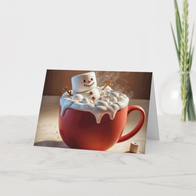 Julmarmallow Snögubbe Helgkort (Framsida)