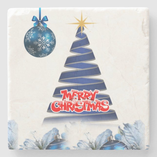 Julmarmor Stencoaster, God Jul Stenunderlägg (Framsidan)