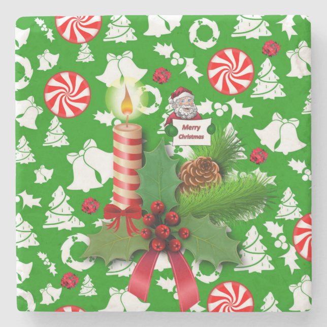 Julmarmor Stencoaster, Jul Ljusstake Stenunderlägg (Framsidan)