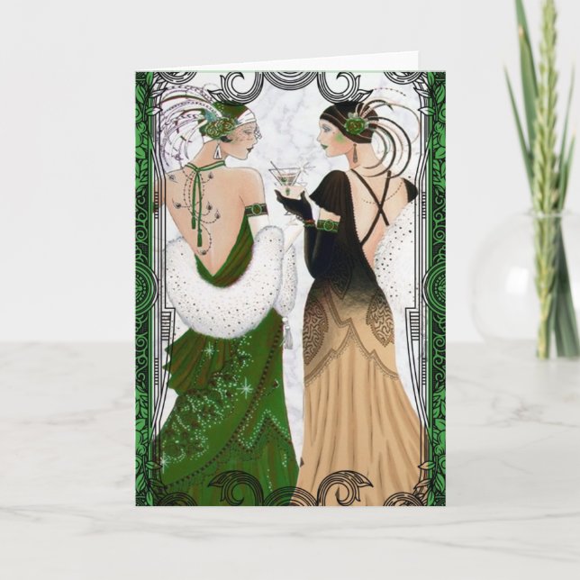 Julmartini för flapper-damer från 1920-talet helgkort (Framsida)