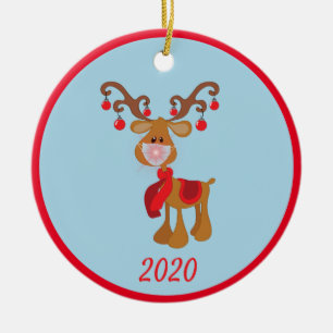 Julmask Röd Nose Ren 2020 Julgransprydnad Keramik