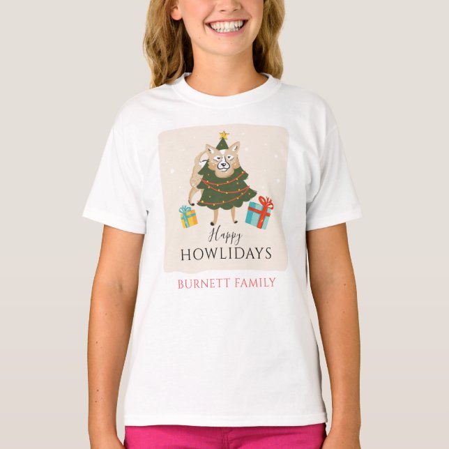 Julmatchande familjekonfigurationer - Hund Howlida T Shirt (Framsida)