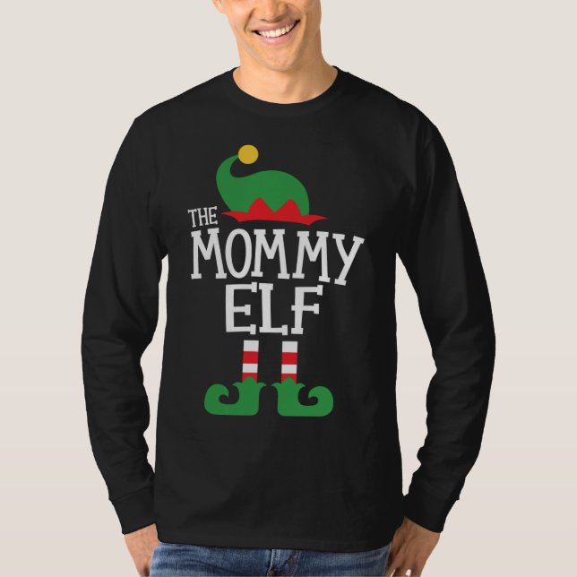 Julmatchning i mamma Elf-familjen överst T Shirt (Framsida)