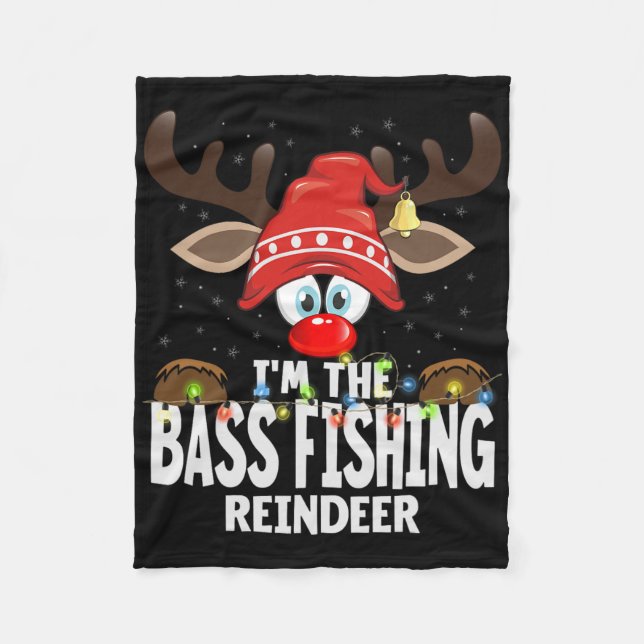 Julmatchning Jag är B Fiske Rens  Fleecefilt (Framsidan)