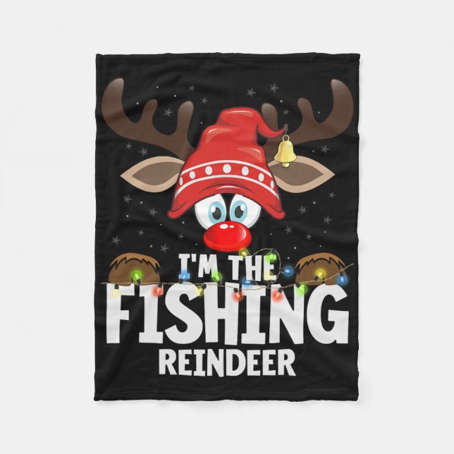 Julmatchning Jag är renen som fiskar  Fleecefilt (Framsidan)