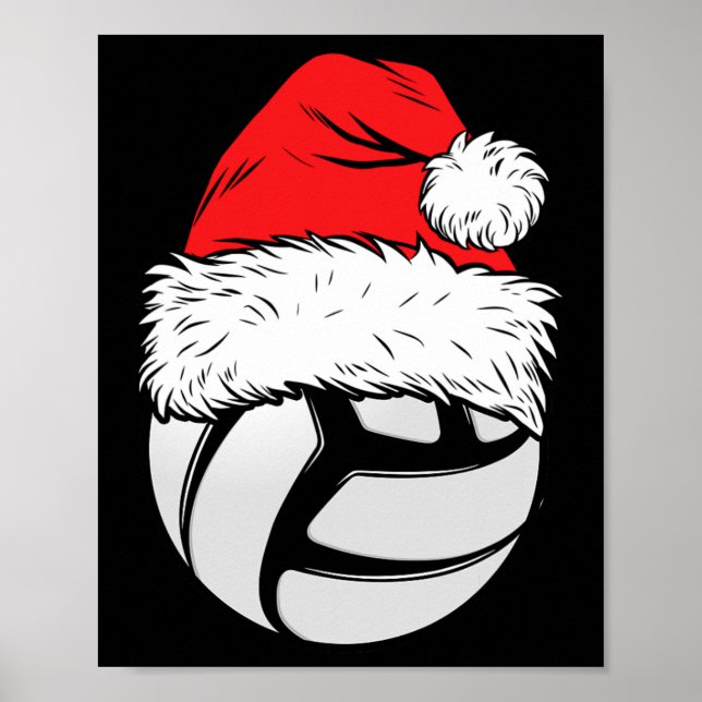 Julmatchning mellan Volleyball Boll Santa Hat Jula Poster (Framsidan)