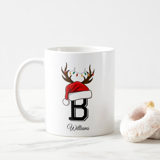 Julmatchningsutfall för monogrammad familj kaffemugg (Med munk)