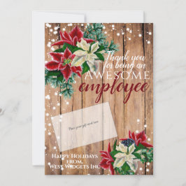 Julmedarbetares innehavare av gåvokort för Tack Julkort