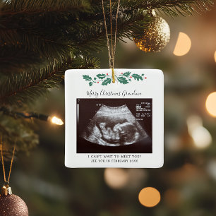 Julmeddelande Gravid Baby Scan Grandma Julgransprydnad Keramik