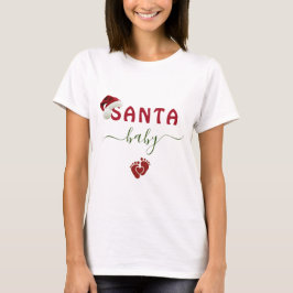 Julmeddelande om Graviden Cute Santa Santa Baby T Shirt