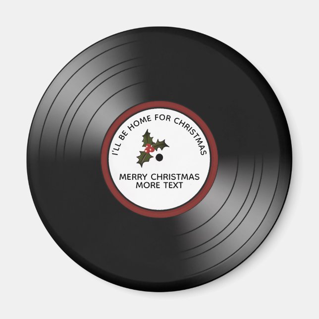 Julmeddelande Vinyl Record Bronze-färgton Magnet (Framsidan)