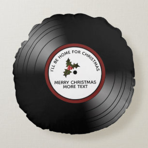 Julmeddelande - Vinyl Record - personligt Rund Kudde