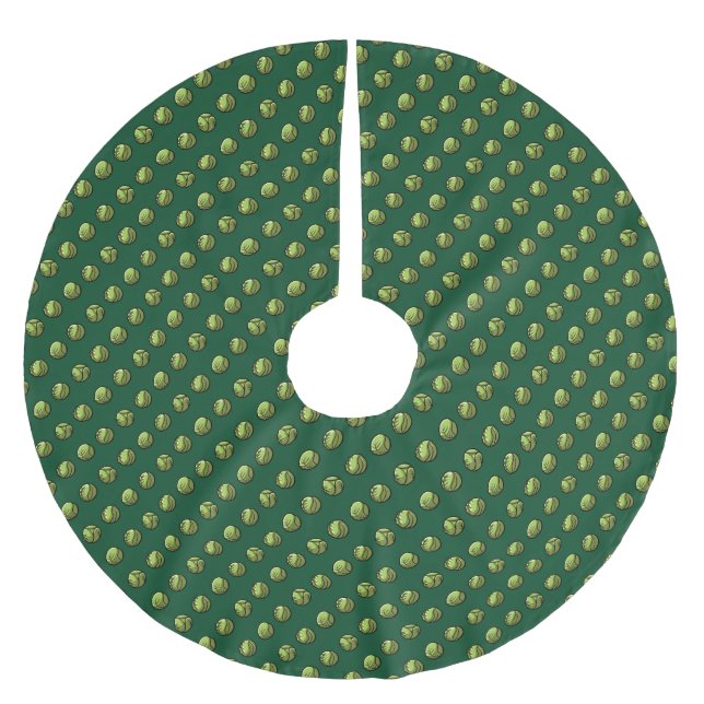 Julmiddag Gröna Brysselkål Mönster Julgransmatta Borstad Polyester (Framsidan)