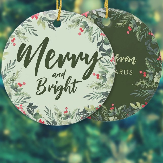 Julmiddag med botaniskt lövverk tema julgransprydnad keramik (Skapare uppladdad)