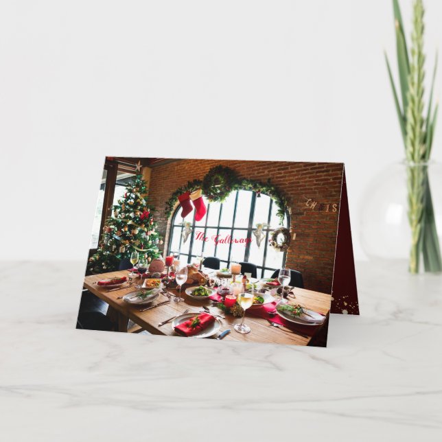 Julmiddag Monogram Food Änglar Tradition Helgkort (Framsida)