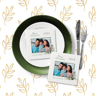 Julmiddagen, vit kon, gräs, foto namn pappersservett