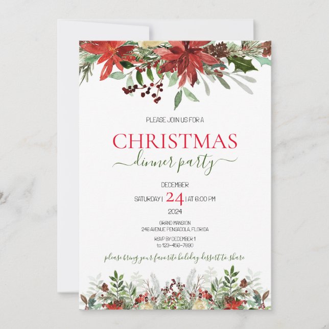 Julmiddagsbjudande Julkort (Framsida)