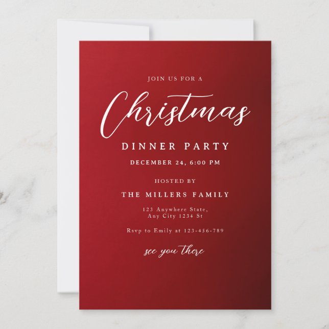 Julmiddagsinbjudan, minimalistisk  inbjudningar (Framsida)