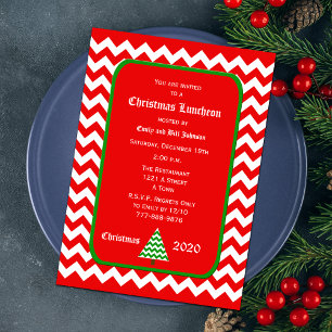 Julmiddagsinbjudan Röd Chevron Inbjudningar