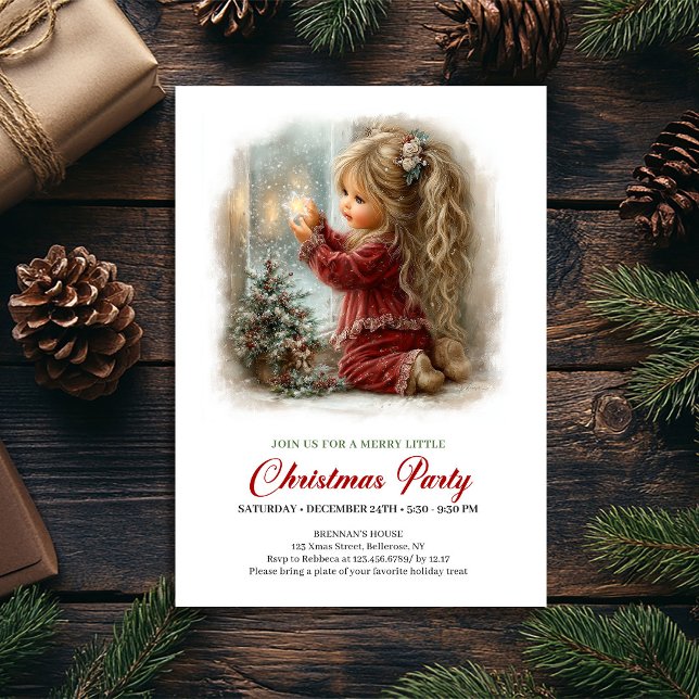 Julmiddagsinbjudan Rustik vinterscen Träd Konst Inbjudningar (Holiday Dinner Invite Rustic Winter Scene Tree Art)