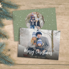 Julminimal Grönt Punkt Enkelt Festive 2 Photo Julkort