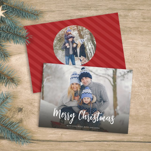 Julminimalistisk enkel calligrafi två foto julkort (Skapare uppladdad)