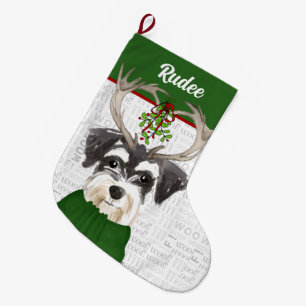 Julminister Schnauzer med Hund Namn Stor Julstrumpa
