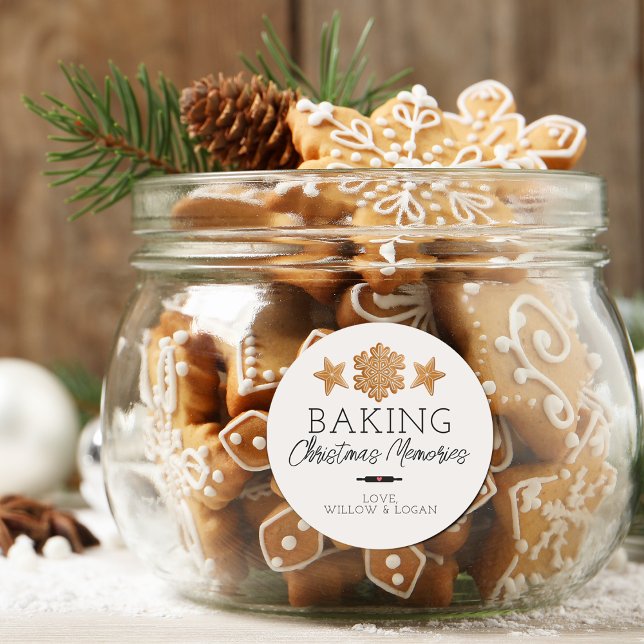 Julminnen Runt Klistermärke (Baking Christmas Memories Classic Round Sticker)