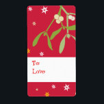 Julmistlar, märkre röd (till och med kärlek) fraktsedel<br><div class="desc">Cute illustrerade julklappsetiketter. Anpassade med ditt eget namn och ditt älskades.Sarah Trett illustrerar och utformar det på ett unikt sätt.</div>