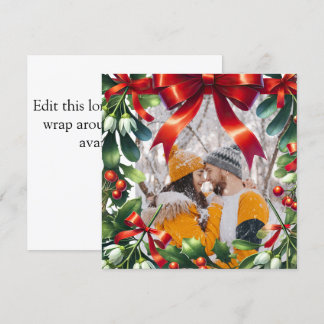 Julmistletoe gräns med rött båge julkort