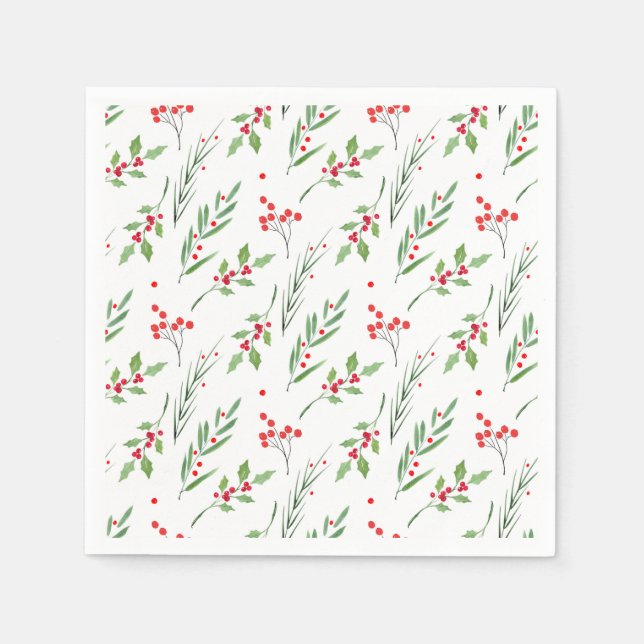 Julmixad botaniska Mönster Napkins Pappersservett (Framsidan)