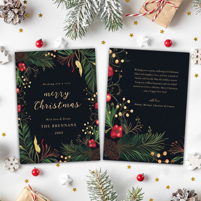 Julmodern Elegant botaniskt festligt Julkort (Christmas Modern Elegant Botanical Festive Holiday Card)