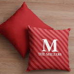 Julmodern Monogram Cute Red Stripe Festive Kudde<br><div class="desc">Den här designen har julrött i monogram namn, söt vintermodern visuell mönster, hemdécor för helgdag, festlig, modern, enkel minimalistisk, färgstark julklapp i helgdag, en rand som har förstörts av helgdag vid jul, med röd festlig helgdag som är nyfiken, Julafton modern design roligt, traditionell julklapp elegant, stil enkel stil</div>